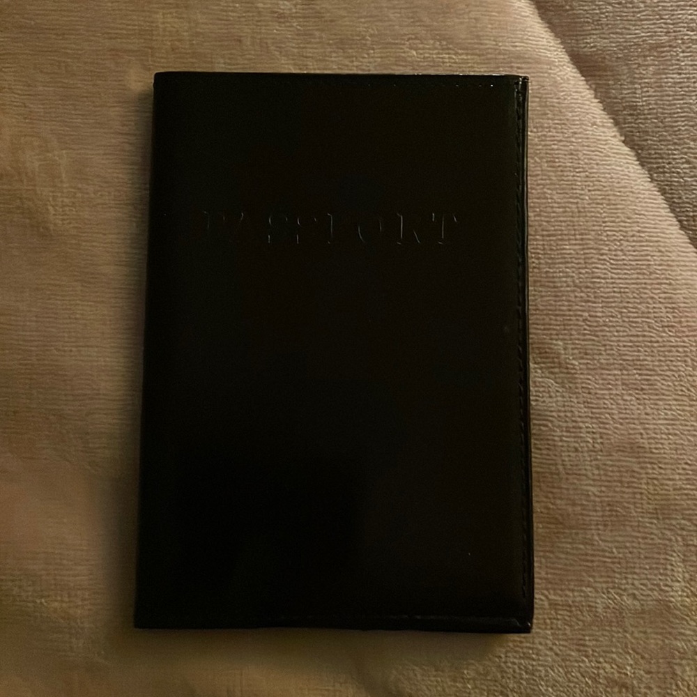 Black leather passport case